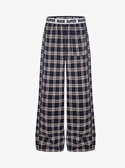 Super Soft Cotton Flannel Pajama Pants – Wide-Leg Plaid Lounge Pants