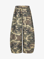 Striped Camo Color Block Wide-Leg Sweatpants