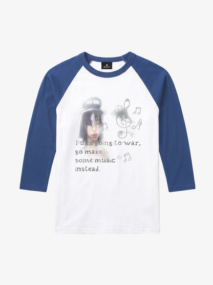 Musical Note Rhinestone Graphic 5/8 Raglan Sleeve Top