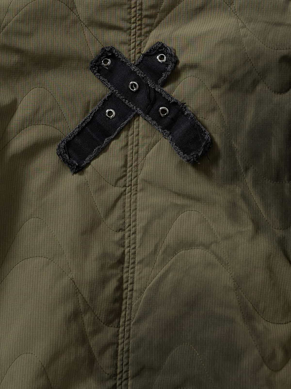 Camouflage Print Quilted Jacket with Detachable Hood for Men 