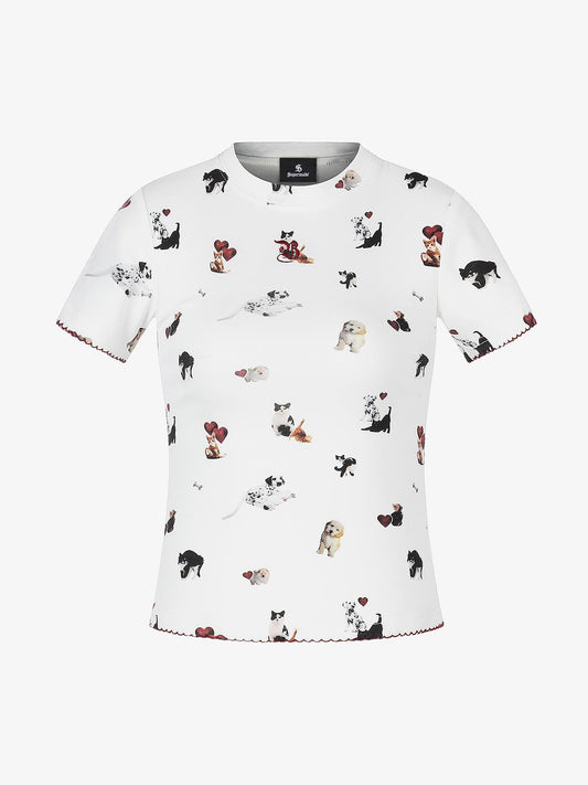 All Over Animal Print Slim Fit Short Sleeve T-Shirt 