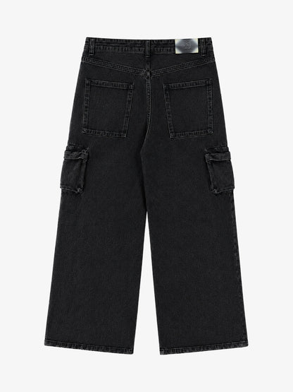 3D Multi-Pocket Wide-Leg Cargo Jeans