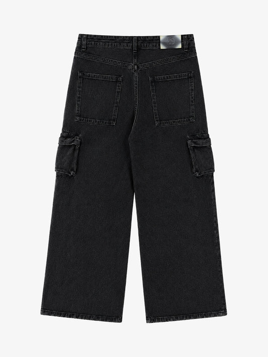3D Multi-Pocket Wide-Leg Cargo Jeans