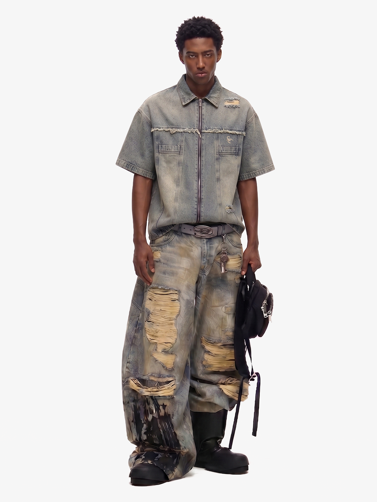 Ripped Denim Distressed Suit - 2460