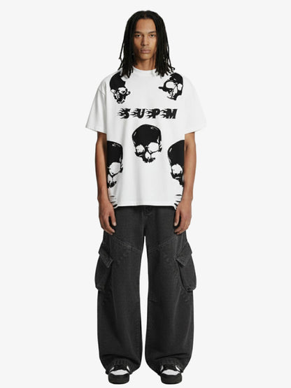 Skull Graphic Distressed Hem T-Shirt 