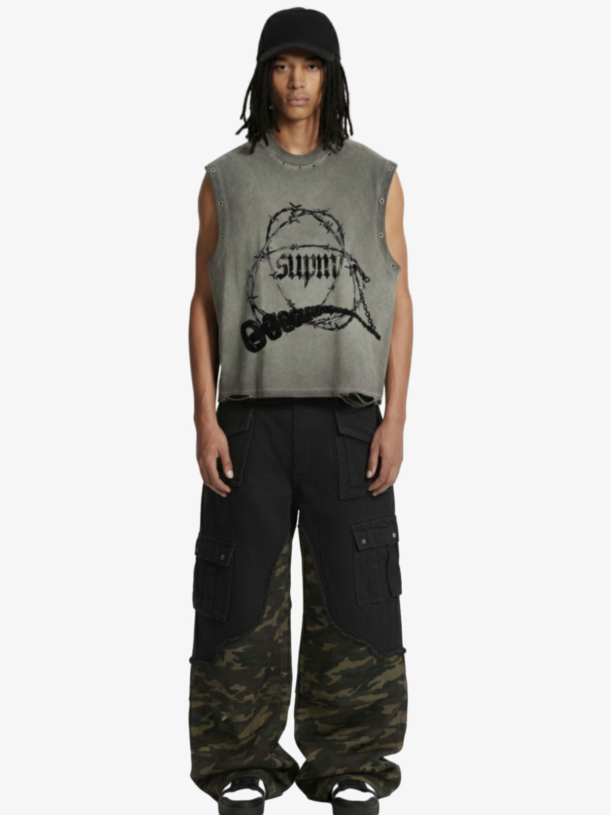Barbed Wire Chain Graphic Sleeveless Vest 
