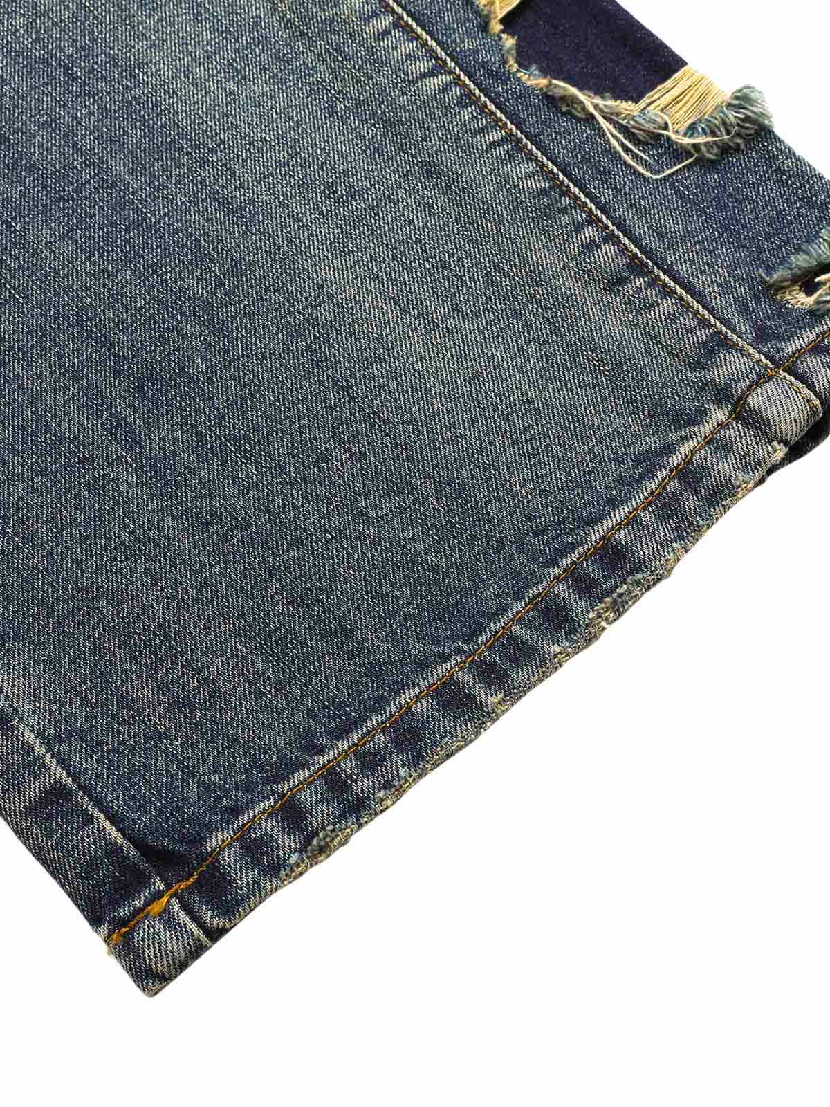 Washed Side Ripped Straight Jeans 