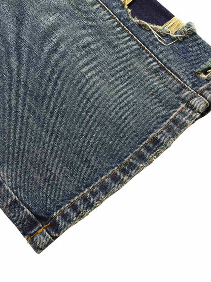 Washed Side Ripped Straight Jeans 