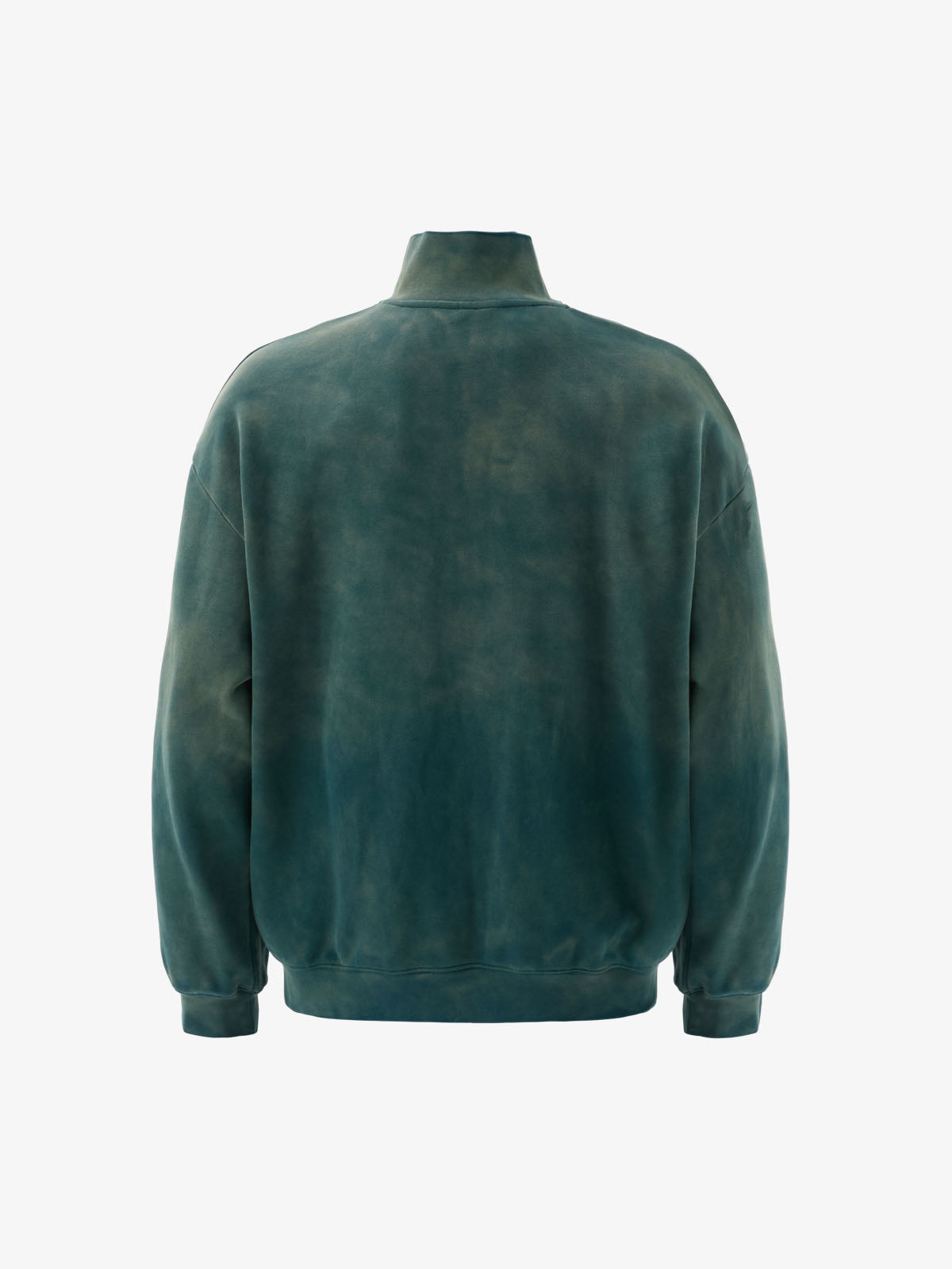 Supermade Gradient Eagle Embroidery Distressed Stand Collar Sweatshirt Jacket 