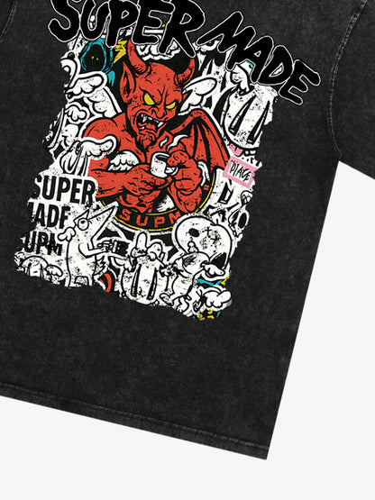 Street Devil Collage Pattern T-shirt 