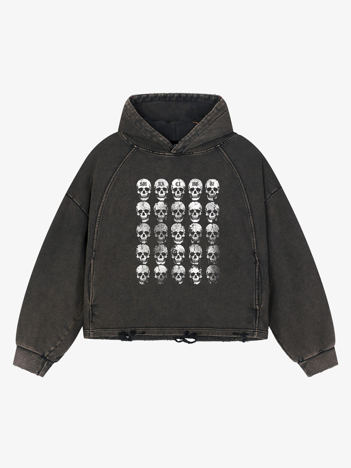 Skull Matrix Discharge-Print Washed Hoodie