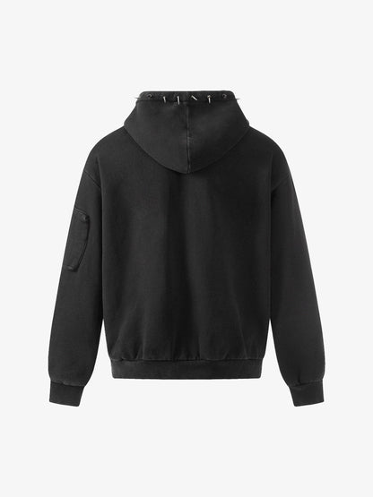Spike Stud Detail Zip Up Hoodie 