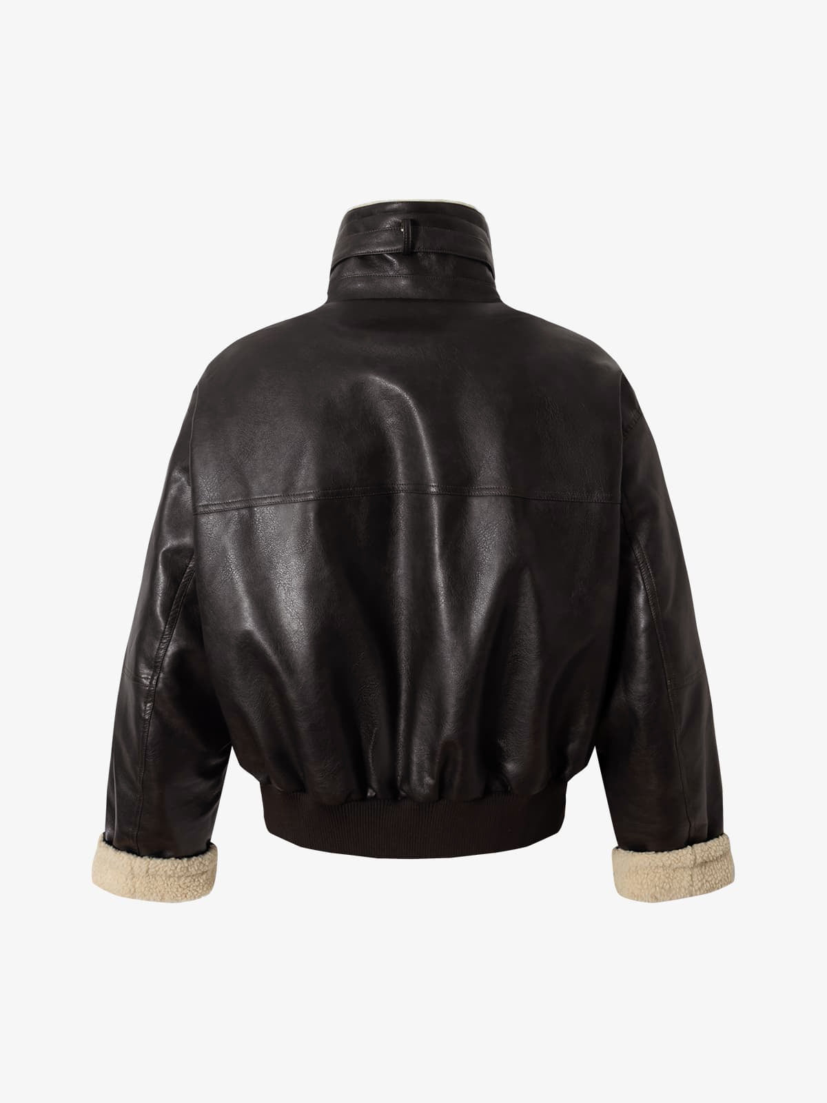 Vintage Shearling Collar Quilted Leather Jacket 