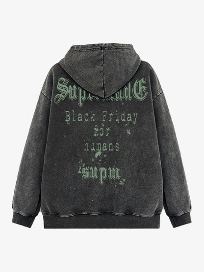 THE SUPERMADE Black Friday Human Supremacy Graphic Hoodie with Skull and Web Design 