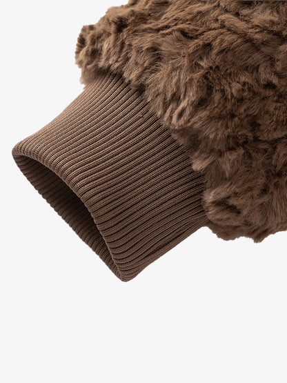 Vintage Stand Collar Sherpa Fleece Cotton Jacket 