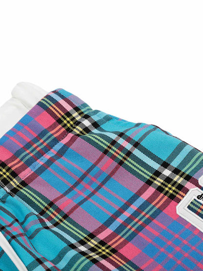 Draw String Contrast Plaid Pants 