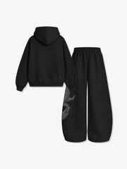 Cotton-Blend Terry Towel Embroidered Hoodie & Wide-Leg Sweatpants Set
