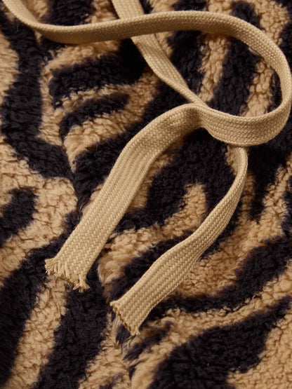 Retro Zebra Print Wide-Leg Lounge Barrel Pants 