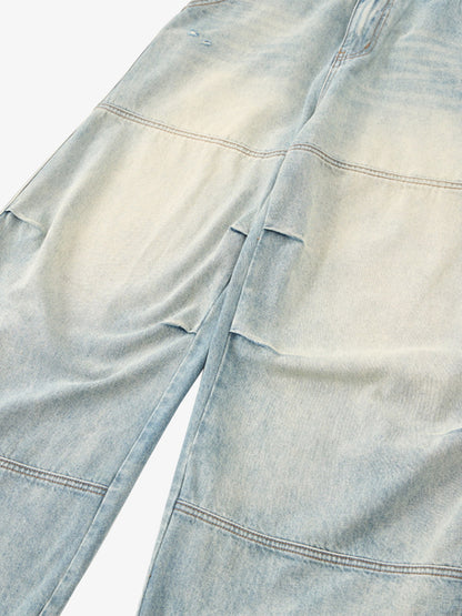 Wide-Leg Denim Trousers with Unique Patchwork Design for Modern Fashionistas 