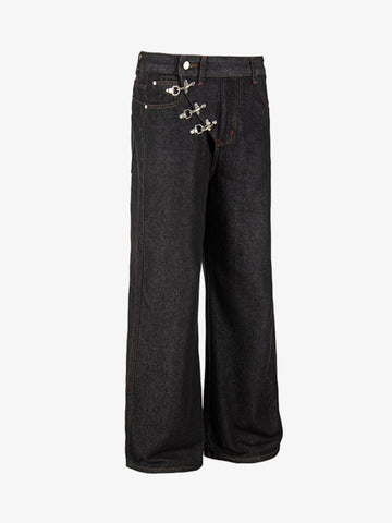 Jeans curvi con fibbia da aereo
