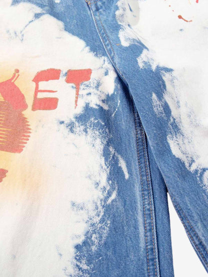 Bleached Paint Splatter Graphic Jeans 