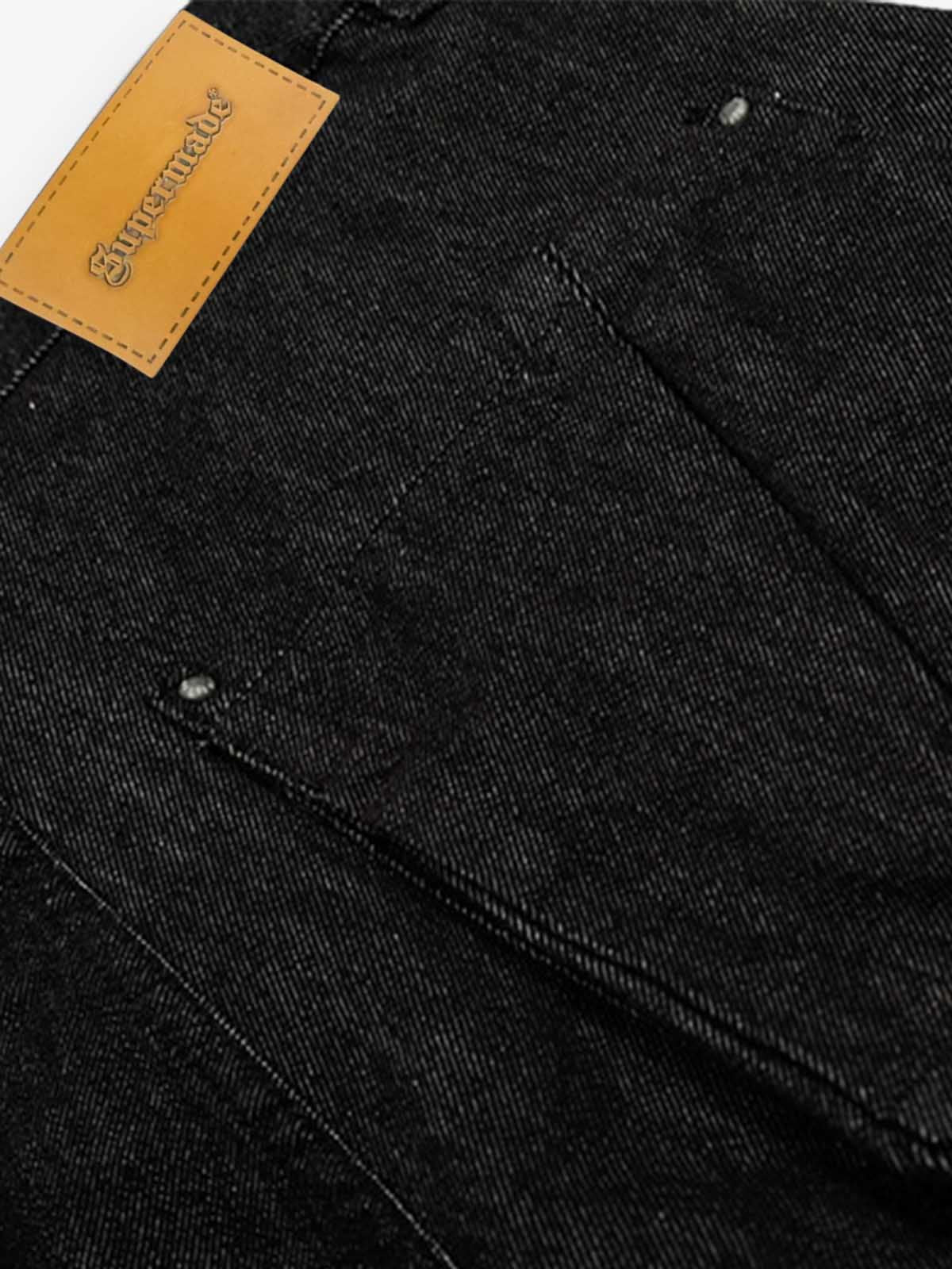 Retro Drape Baggy Straight Workwear Denim Shorts 