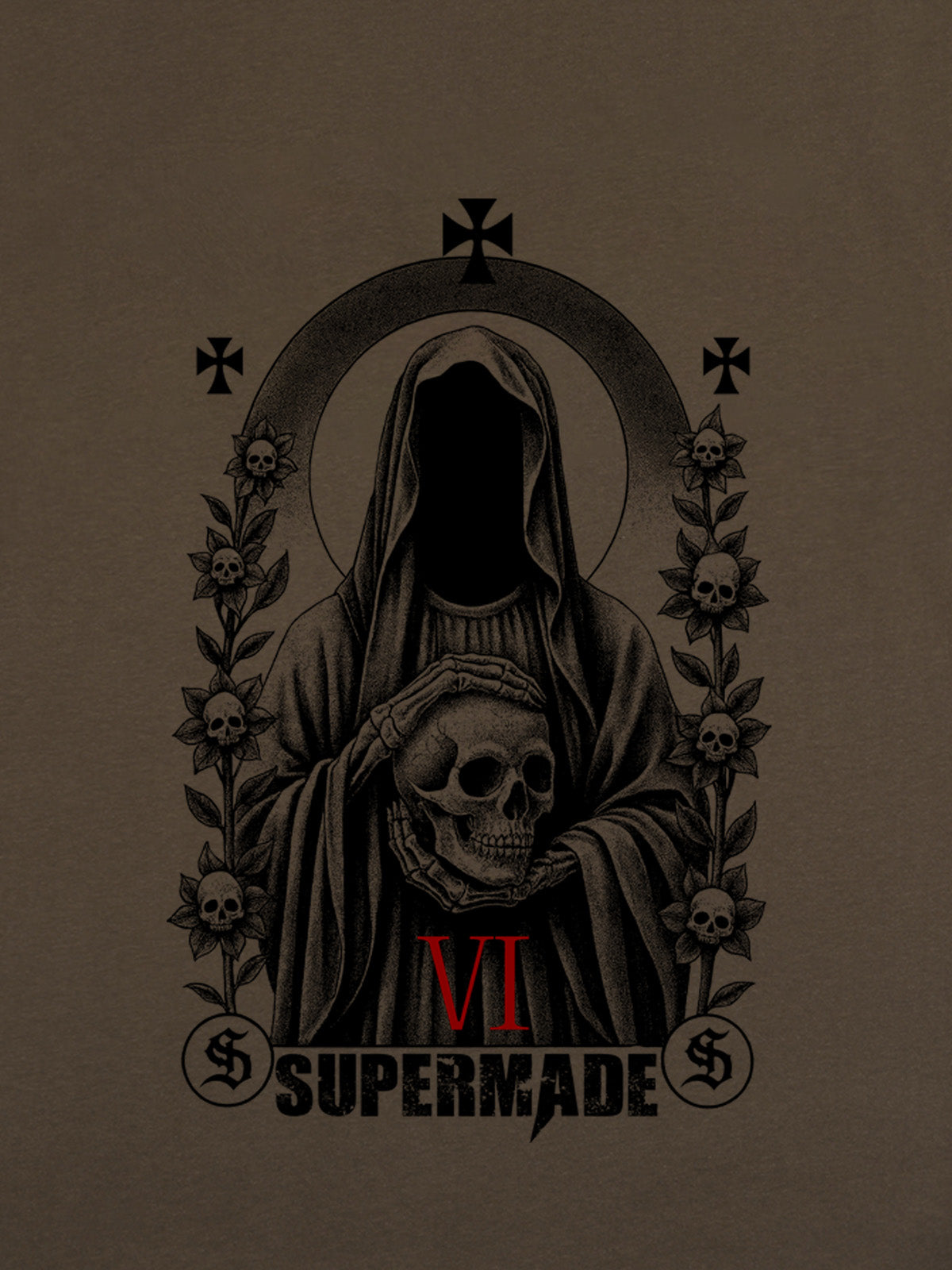 Thesupermade Dark Gothic Headless Skull Death T-shirt 