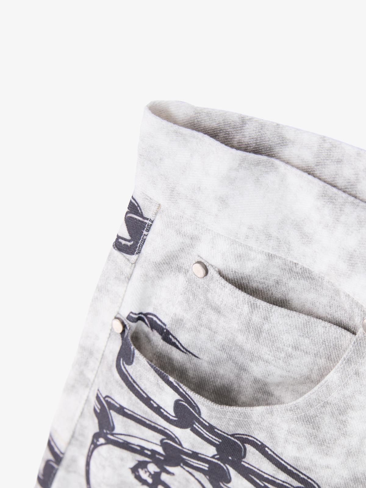 Supermade Distressed Chain And Key Print Baggy Pants 