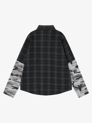 Camicia a maniche lunghe con stampa mimetica e ritratto