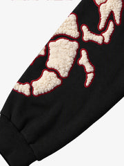 Skeleton Terry Embroidered Pullover Hoodie