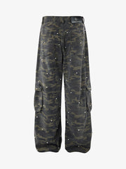 Camo Studded Cargo Pants; Forest Camouflage / M, Forest Camouflage / L, Forest Camouflage / XL