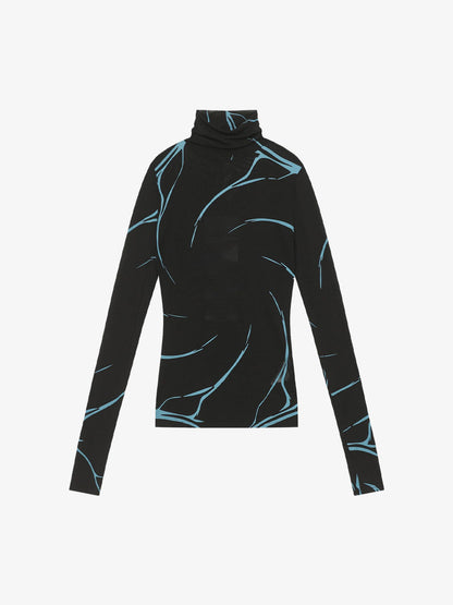 Thesupermade Dark Style Printed Slim Mesh Long-sleeved T-shirt 
