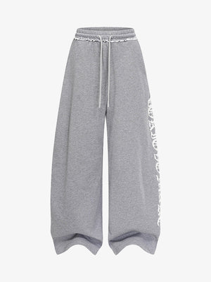 Stylish Wide-Leg Sweatpants with Unique Embroidery for Casual Wear 