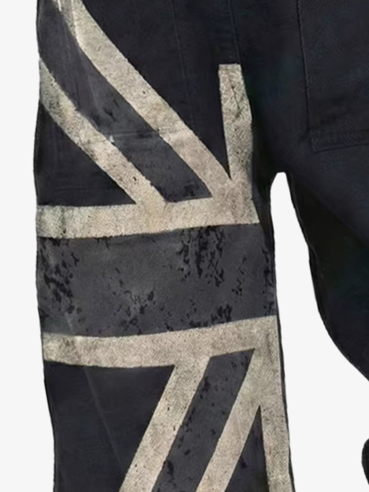 Jeans mit Flaggenmotiv, gewaschen und im Used-Look