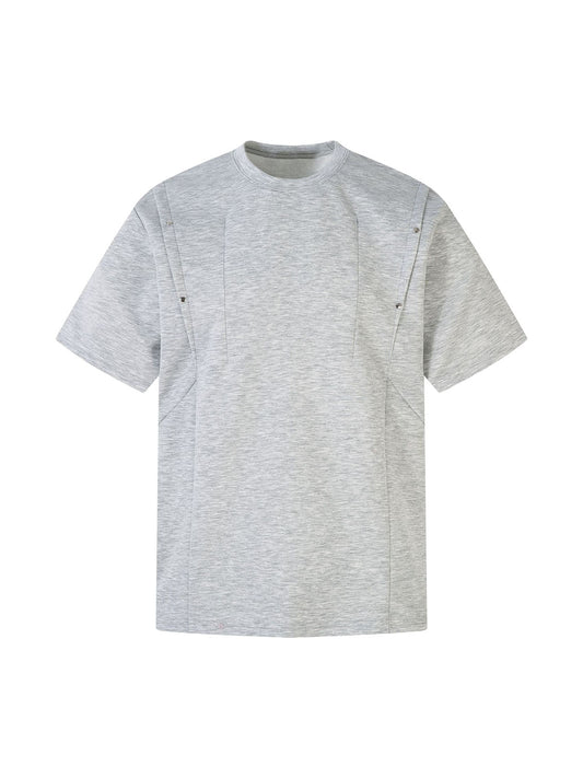 Retro Rivet Pleated Functional T-shirt 