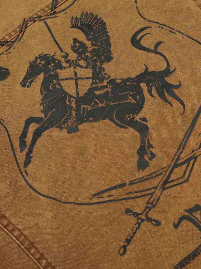 Fireman Clasp Washed Denim Knight Crest Jacket