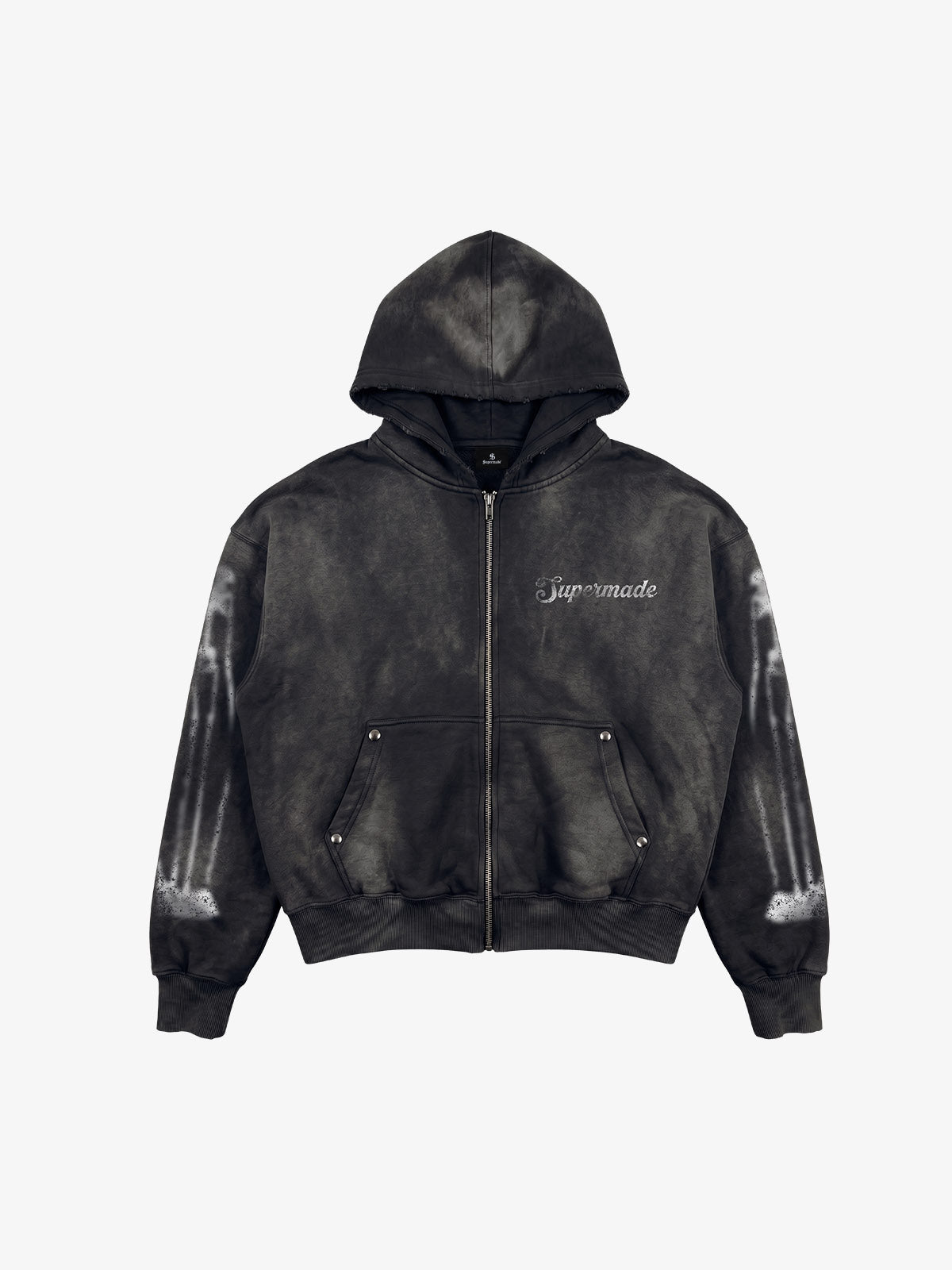 Skull Graphic Washed Hoodie