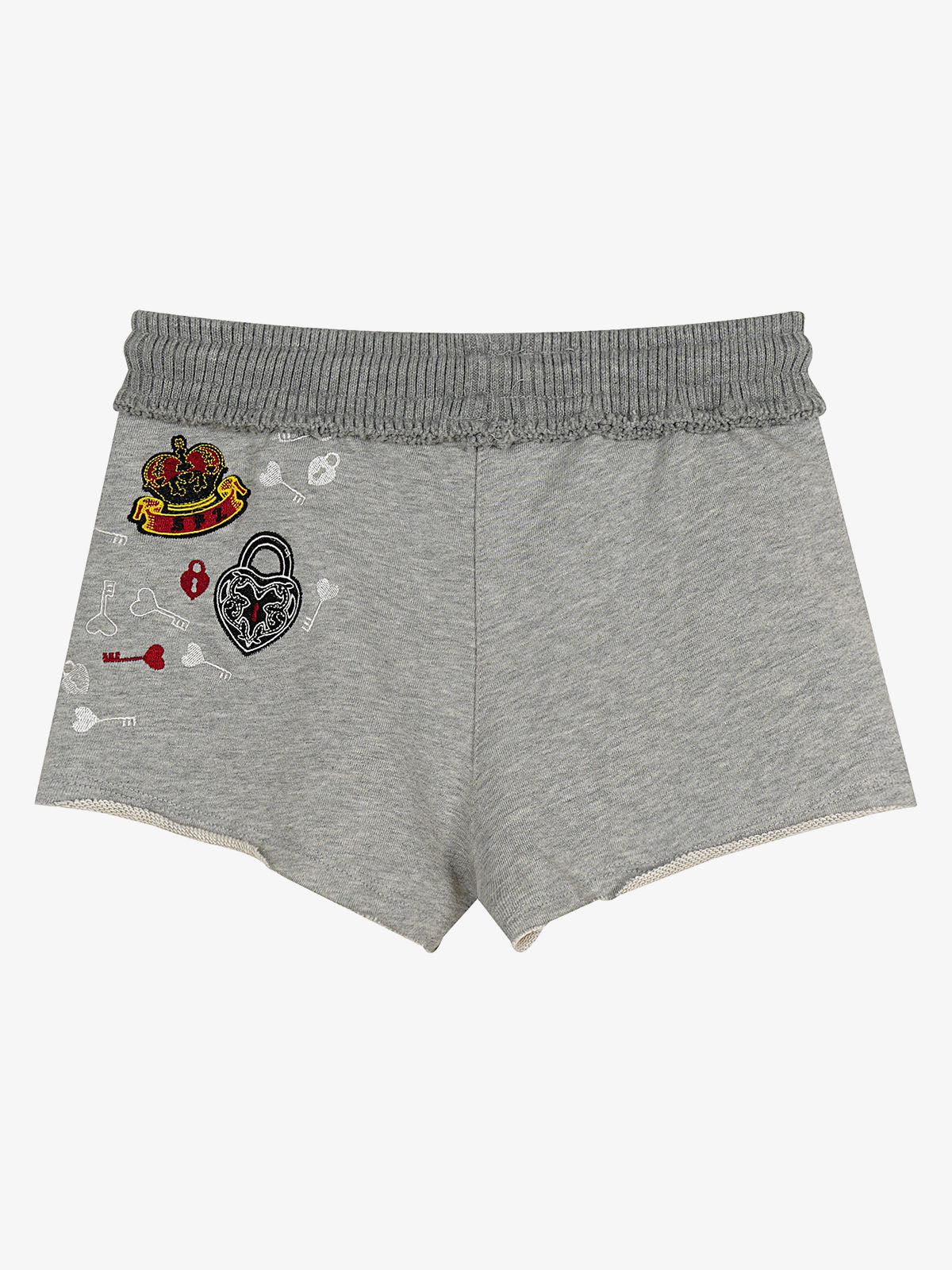 Bestickte Mini-Shorts mit offenem Saum