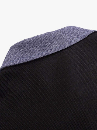 Fake Two-piece Stitching Lapel Pearl Button Shirt 