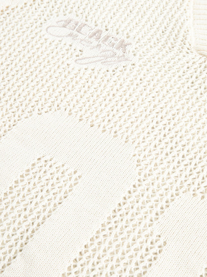 Vintage Ripped Long Sleeve Knitted Jersey V-Neck Sweater 