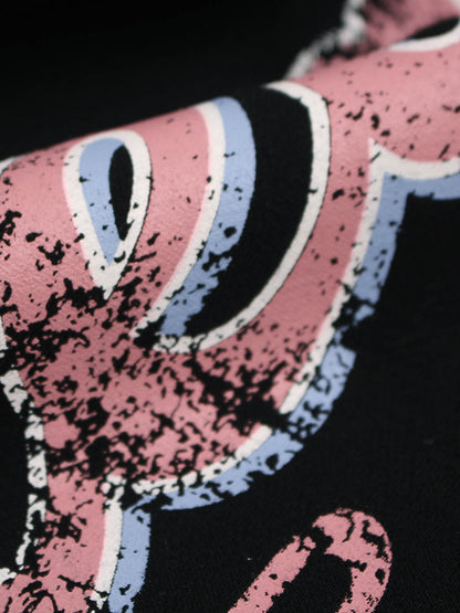 Retro Graphic Fleece-Lined Baggy Sweatpants 