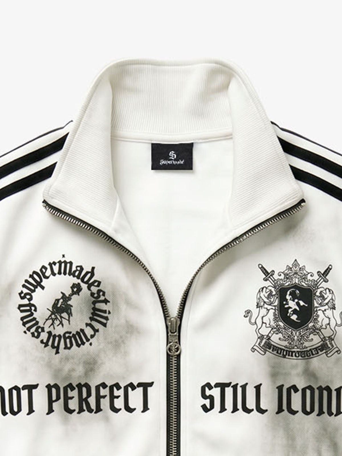 Striped Patchwork Hoodie with Logo Badge