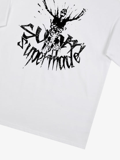 THE SUPERMADE TRENDY STREET OLD-FASHIONER SKULL PRINT T-SHIRT 