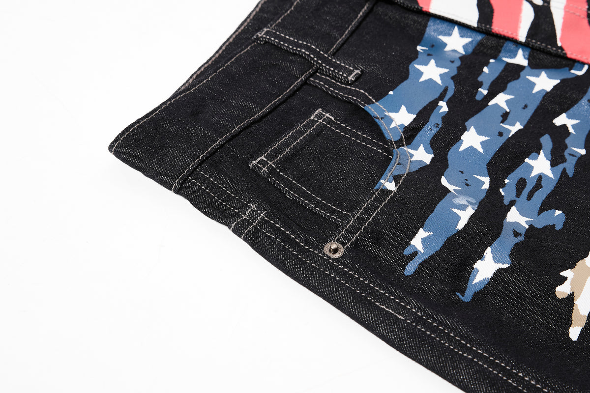 Jeans holgados de mezclilla cruda con grafiti de Thesupermade