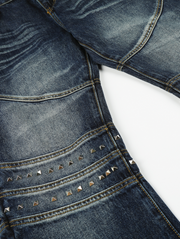 Studded Panelled Washed Jeans