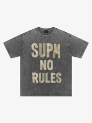 Washed Tape Collage “No Rules” T-Shirt 