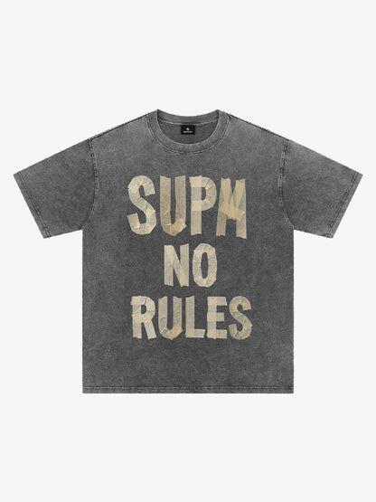 Washed Tape Collage “No Rules” T-Shirt 