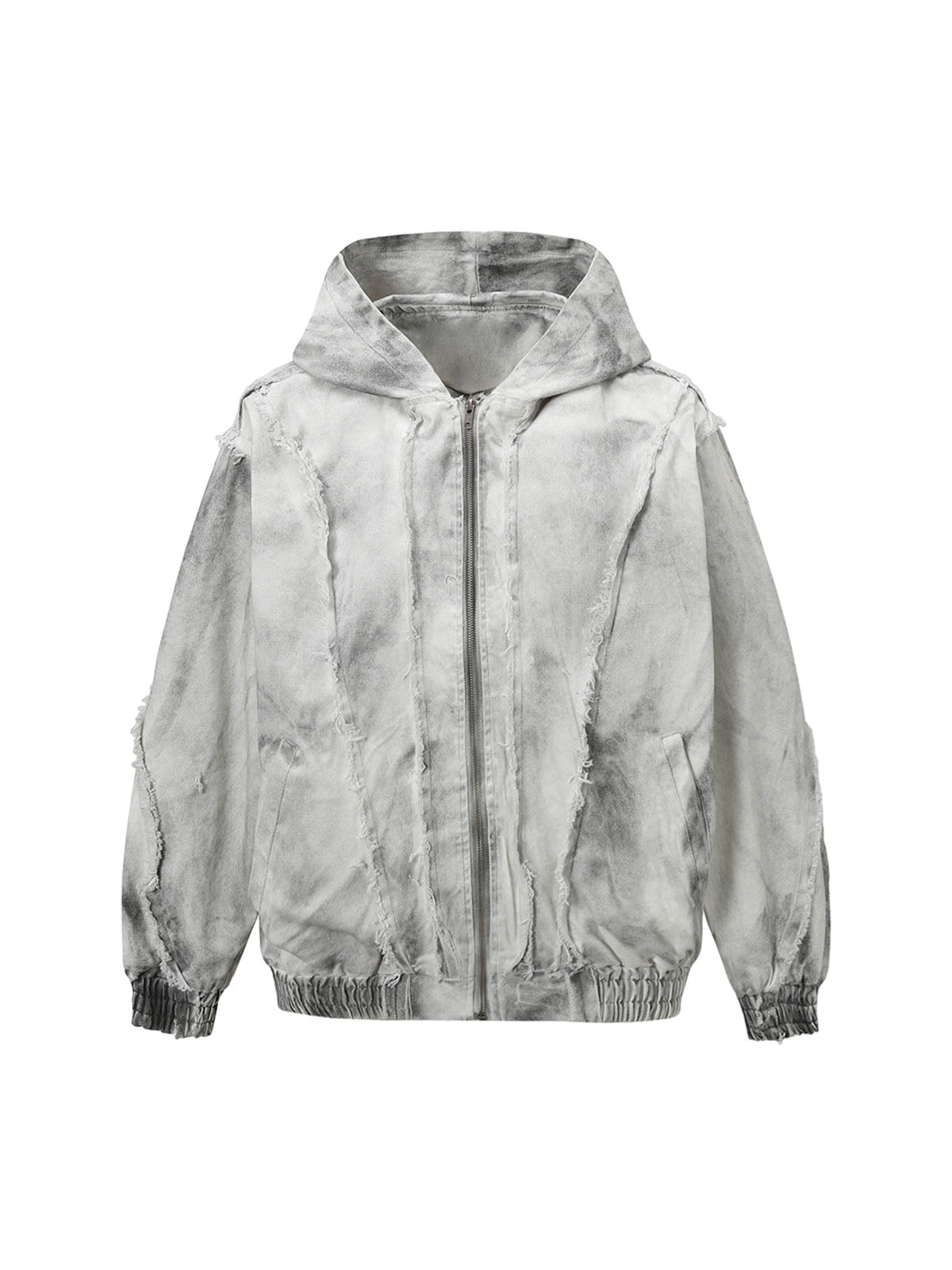 Thesupermade Washed Distressed Fur Hooded Jacket