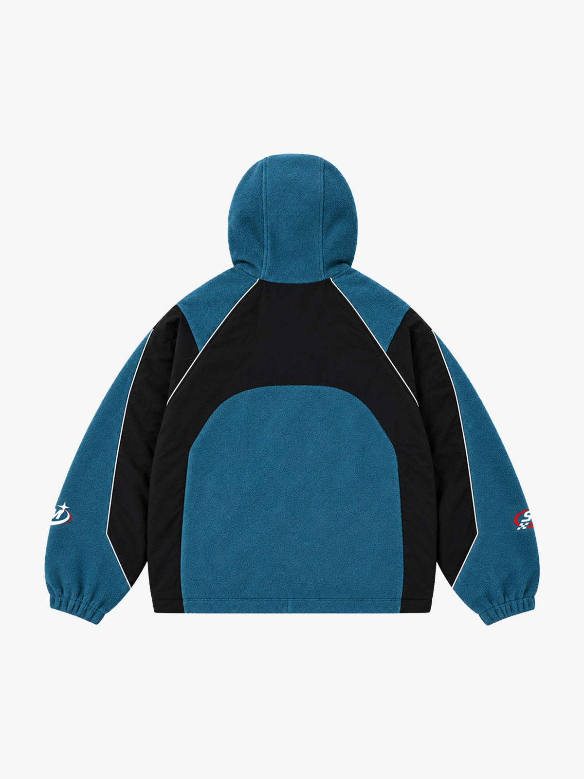 Chaqueta con capucha y cremallera, con paneles de sherpa en bloques de color