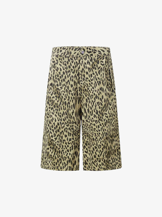 Cotton Leopard Print Bermuda Shorts for Men 